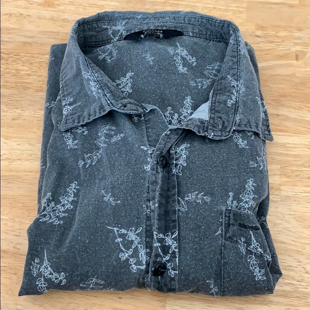 Cotton On M grey olive branch collared shirt